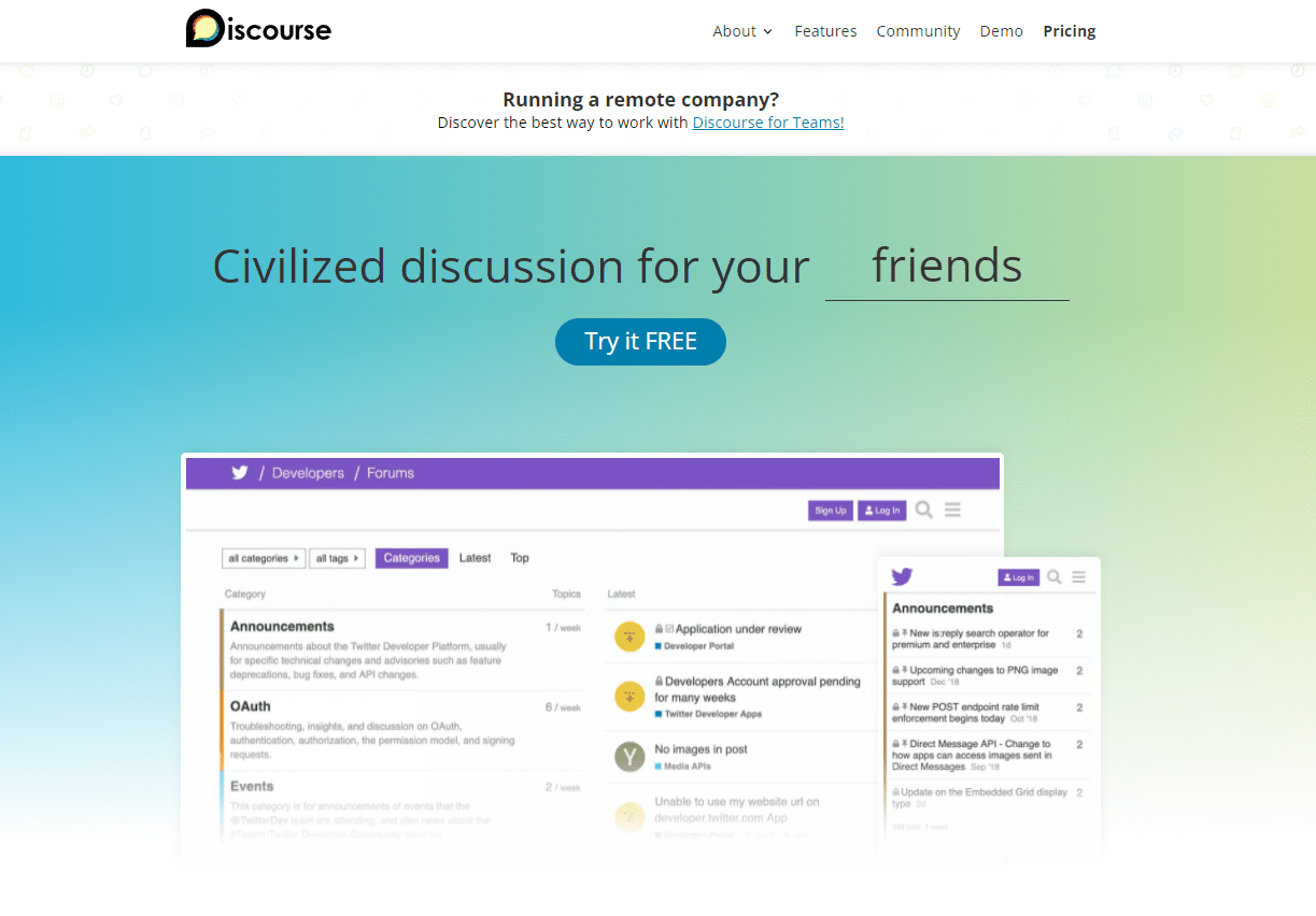 discourse homepage