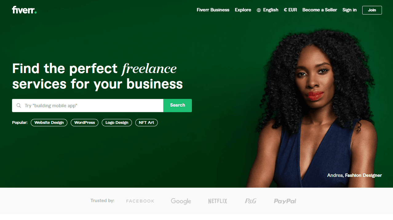 fiverr homepage